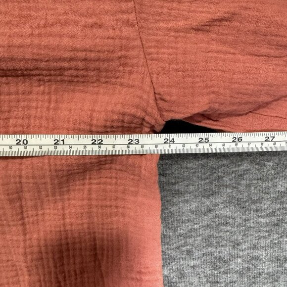 JM Collection XL Burnt Coral Woven‎ Top Gem Embellishments V-Neck Short Sleeves - Picture 5 of 7